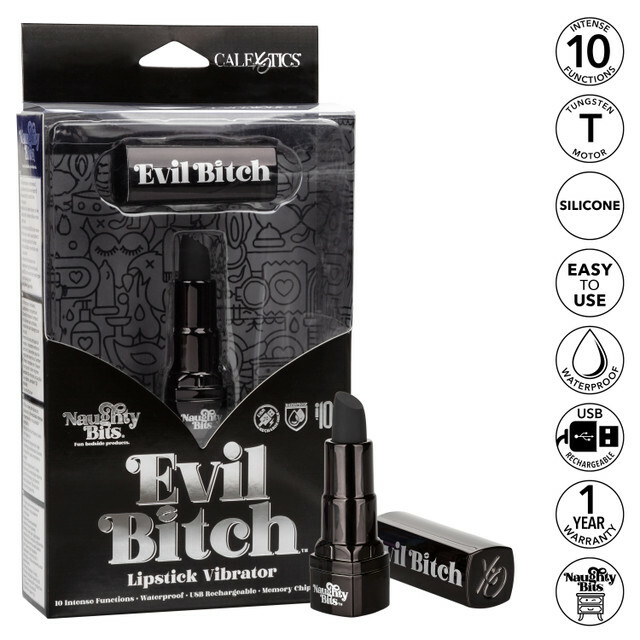 Вібратор-помада California Exotics Evil Bitch, чорний, 7.5 см х 1.25 см - Изображение 8