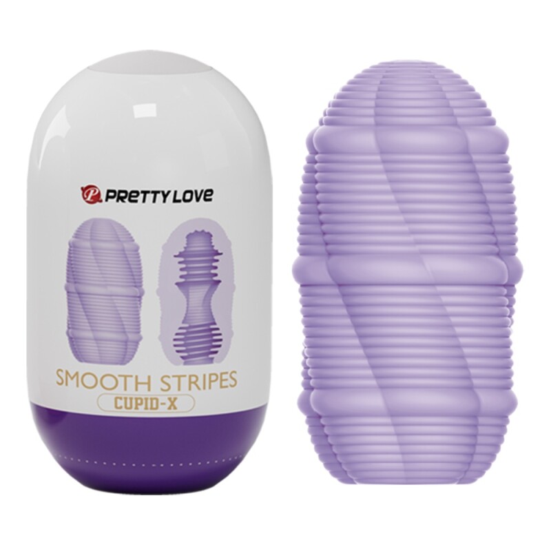 Мінімастурбатор Pretty Love Smooth Stripes Cupid X Egg, фіолетовий, 10 х 5.6 см