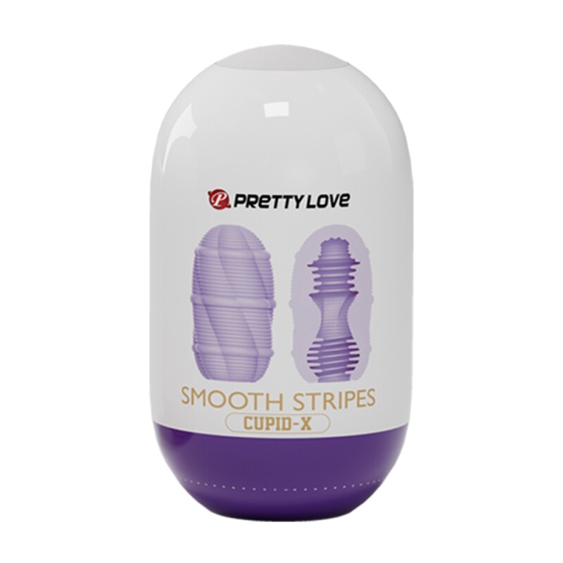 Мінімастурбатор Pretty Love Smooth Stripes Cupid X Egg, фіолетовий, 10 х 5.6 см - Зображення 1