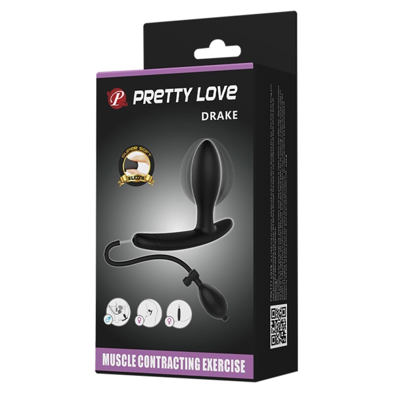 Анальна пробка Pretty Love Drake з накачуванням, чорна, 7.8 х 2.5 см - Зображення 9
