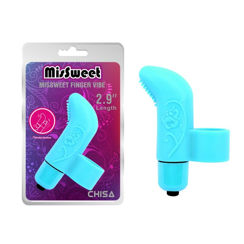 Вібратор на палець рельєфом MisSweet Finger Vibe блакитний, 7.4 х 4.1 см - Зображення 4