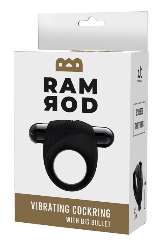 Ерекційне віброкільце Dreamtoys Ramrod зі змінною віброкулею, чорне, 8 х 3.2 см - Изображение 1
