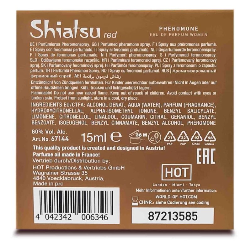 Парфуми з феромонами жіночі HOT Shiatsu Red, 15 мл - Изображение 7