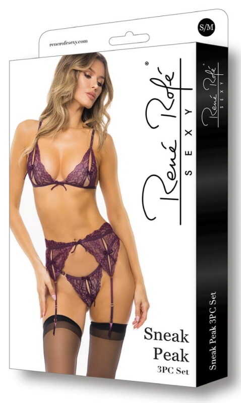 Сексуальний комплект Rene Rofe Sneak Peak, S/M, мереживний, синій - Изображение 2