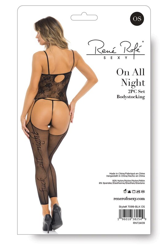 Комбінезон еротичний з трусиками Rene Rofe ALL NIGHT, чорний, One Size - Изображение 2