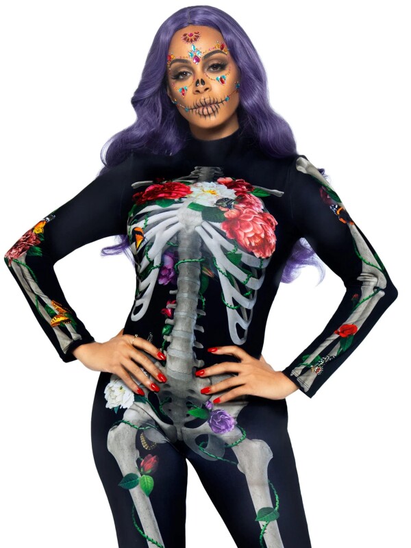 Комбінезон із принтом скелета M Leg Avenue Skeleton Floral, чорний - Изображение 2