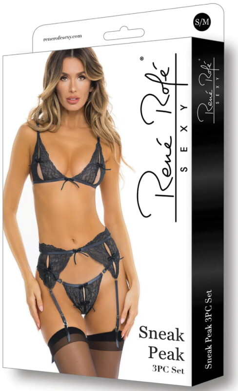 Сексуальний комплект Rene Rofe Sneak Peak, S/M, мереживний, синій - Зображення 2