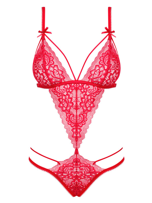 Боді сексуальне Obsessive Lovlea розмір L/XL, мереживне, червоне - Изображение 6