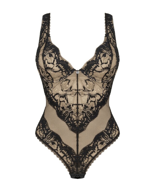 Боді мереживний Obsessive Olvidia body, розмір M/L, чорний - Изображение 7