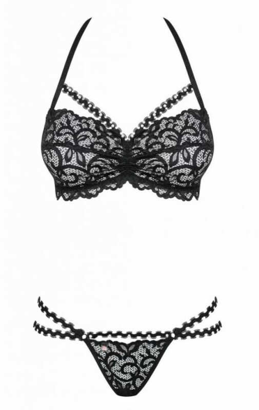 Комплект білизни сексуальний L/XL Obsessive Joylace, мереживний, чорний - Зображення 2