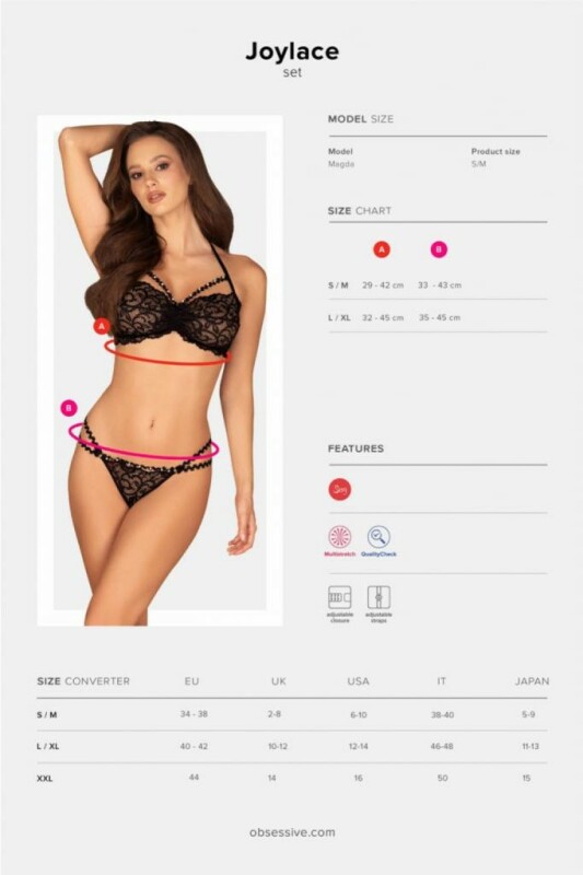 Комплект білизни сексуальний L/XL Obsessive Joylace, мереживний, чорний - Зображення 4