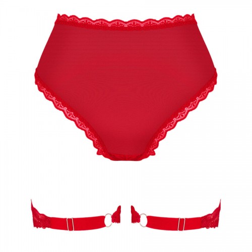 Трусики з підтяжками для панчіх Obsessive Belovya, M/L, червоні - Изображение 5