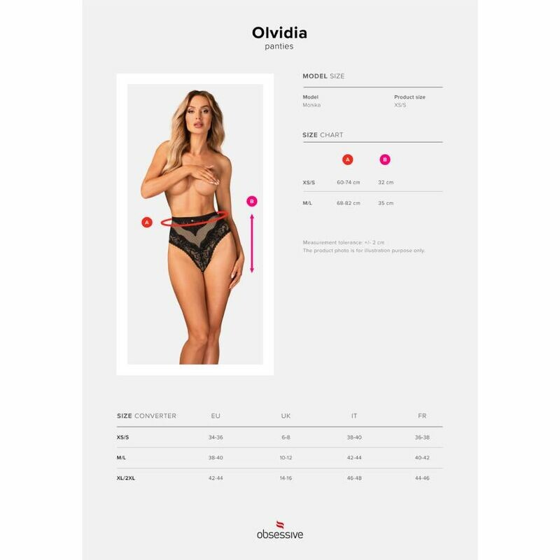 Трусики сексуальні M/L Obsessive Olvidia, мереживні, чорні - Зображення 6