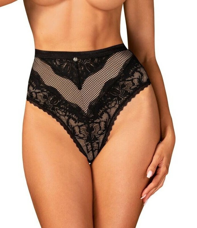 Трусики сексуальні M/L Obsessive Olvidia, мереживні, чорні