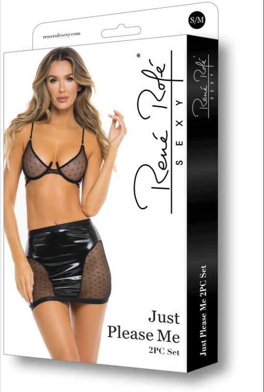 Комплект із доступом Just Please Me 2PC Set в чорному кольорі, розмір S/M - Изображение 2