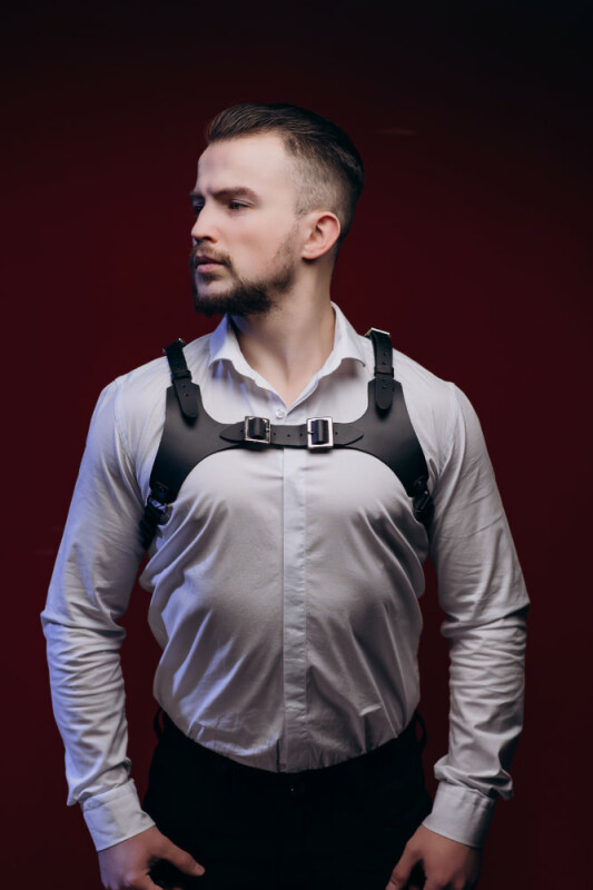 Портупея чоловіча One Size Р20 Candy Hero на груди, натуральна шкіра, чорна - Зображення 2