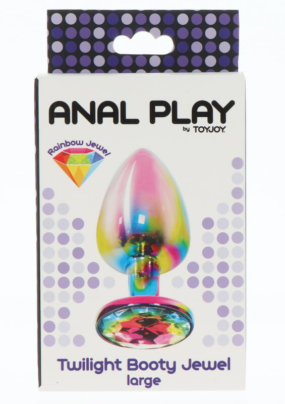 Анальна пробка зі стразом, L, Twilight Booty Jewel, металева, різнокольорова, 9.5 х 4.5 см