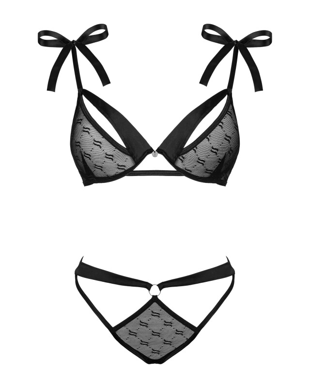 Комплект сексуальної білизни L/XL Obsessive Obsessivia, напівпрозорий, чорний - Изображение 4