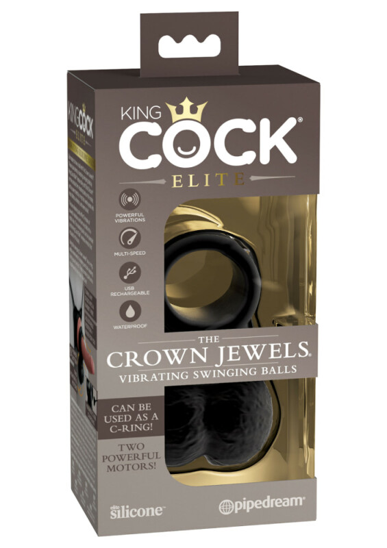 Вібронасадка для страпона Pipedream King Cock Elite мошонка, чорна, 10.8 х 6.8 см