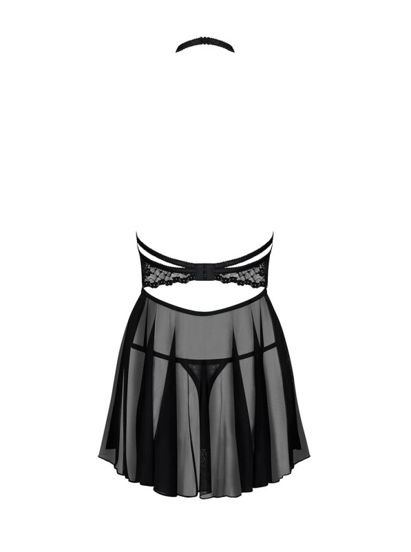 Бейбідол еротичний Obsessive Nettsy з відкритими грудьми, розмір L/XL, чорний - Изображение 5