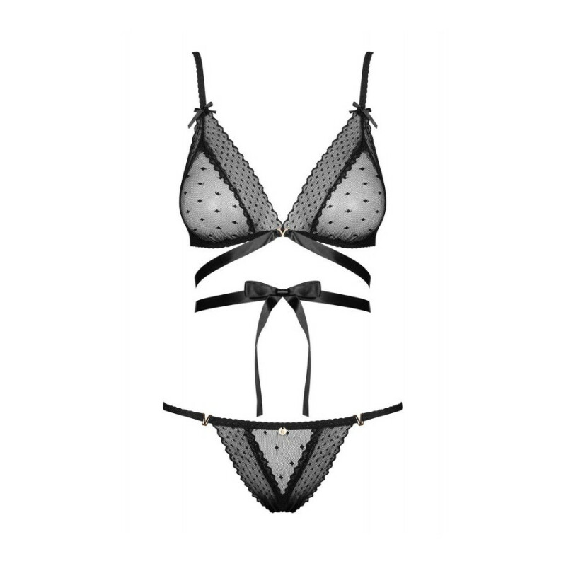 Комплект напівпрозорої білизни L/XL Bowessa Obsessive, чорний - Зображення 2