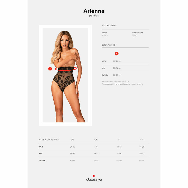 Трусики сексуальні M/L Obsessive Arienna, чорні - Зображення 6