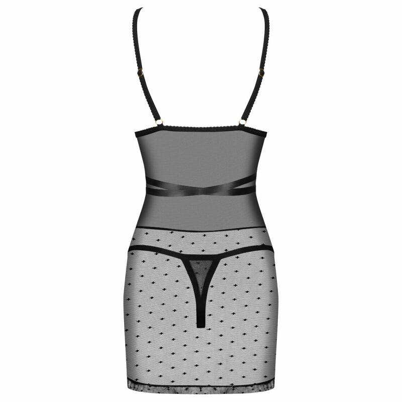 Сорочка сексуальна в горошок Obsessive Bowessa, чорна, S/M - Зображення 3