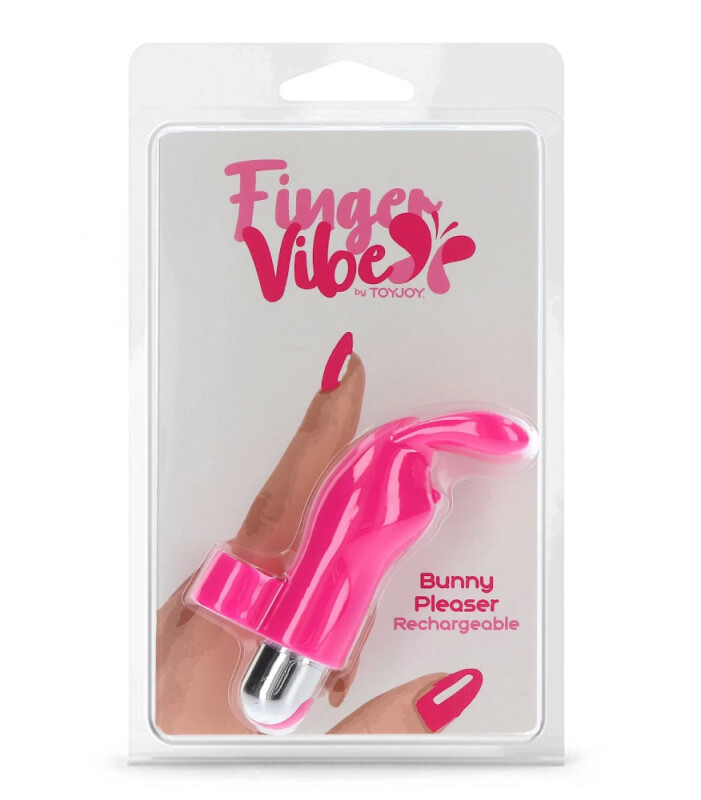 Вібратор на палець Toy Joy Bunny Pleaser з вушками кролика, рожевий, 10.5 х 3 см - Зображення 1
