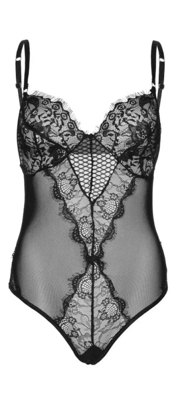 Сексуальне боді Leg Avenue Lace And Mesh, S, з мережива і сіточки, чорного кольору - Зображення 3