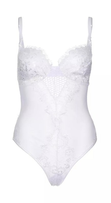 Сексуальне боді Leg Avenue Lace And Mesh, S, з мережива і сіточки, білого кольору - Зображення 3