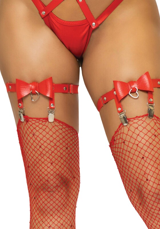 Підв'язки для панчіх Street Chic Leg Avenue, з бантиком і підвіскою, червоні, One Size