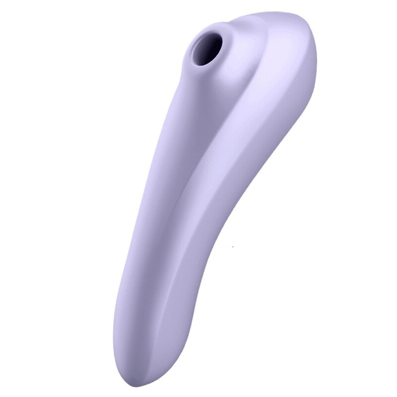 Подвійний вібратор Satisfyer Dual Pleasure з вакуумною стимуляцією та додактком, фіолетовий, 18 х 4.9 см
