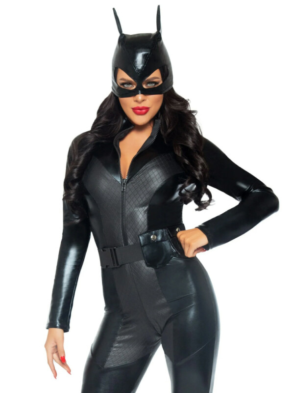 Сексуальний костюм жінки-кішки Leg Avenue Captivating Crime Fighter, M, 3 предмети, чорний
