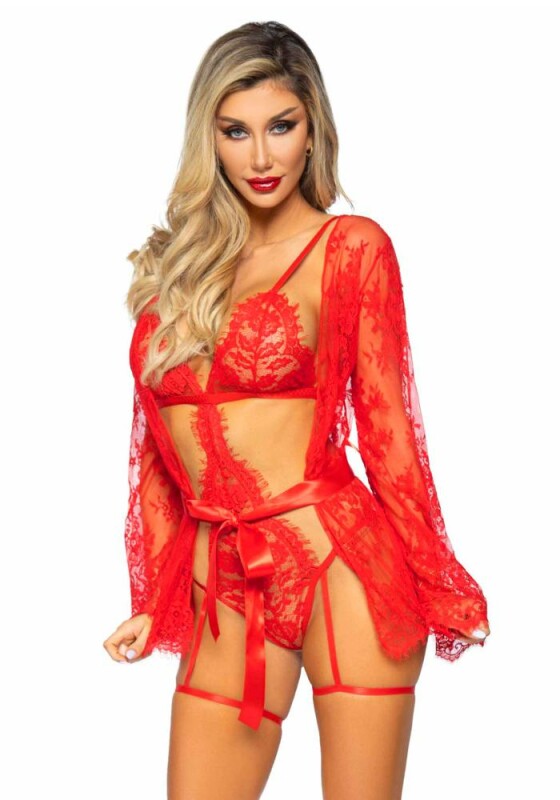 Комплект сексуальний S Leg Avenue All Romance, мереживний, червоний
