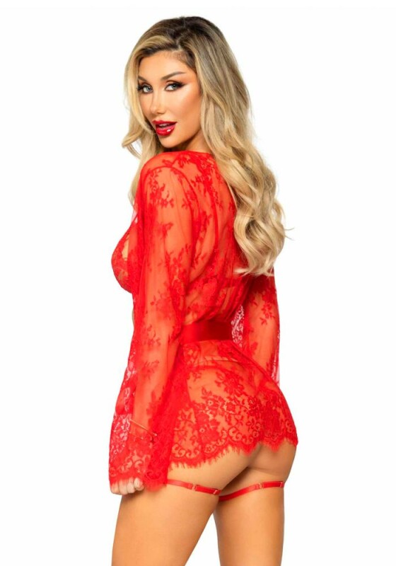Комплект сексуальний S Leg Avenue All Romance, мереживний, червоний - Зображення 1