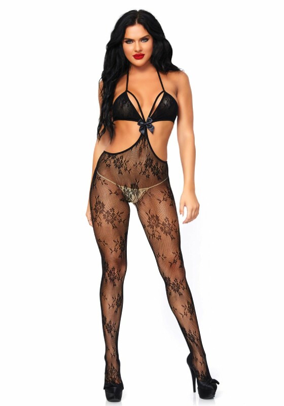 Бодістокінг еротичний One Size Lust & Lace Leg Avenue, мереживний, чорний - Зображення 1