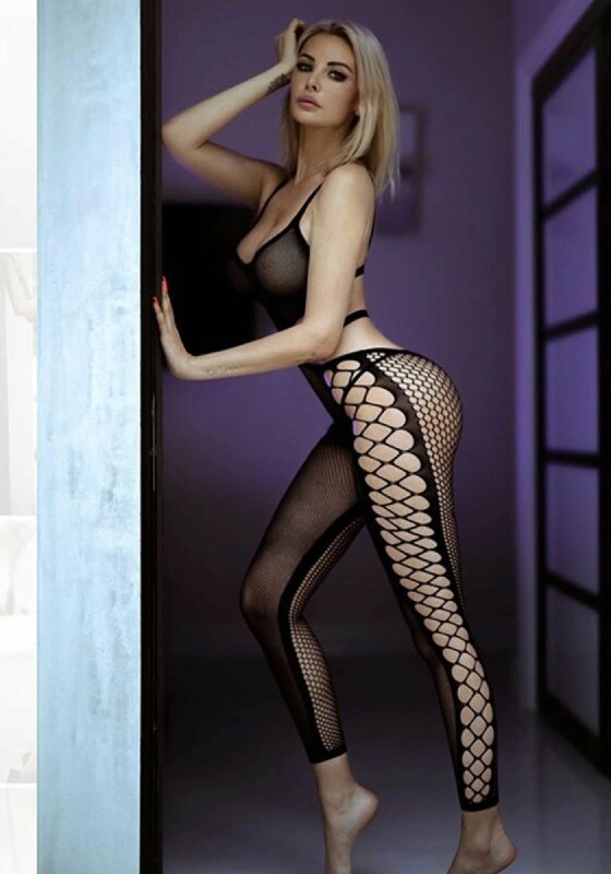 Бодістокінг сексуальний One Size Wicked Ways Leg Avenue, з вирізами, чорний - Зображення 5