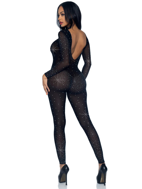 Комбінезон сексуальний Leg Avenue Sheer Rhinestone, S, зі стразами, чорний - Зображення 4