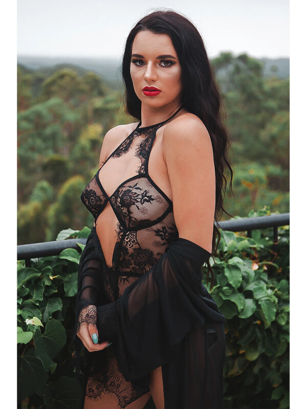 Боді еротичний мереживний Leg Avenue Teddy Body Lace Noir, розмір S - Изображение 5