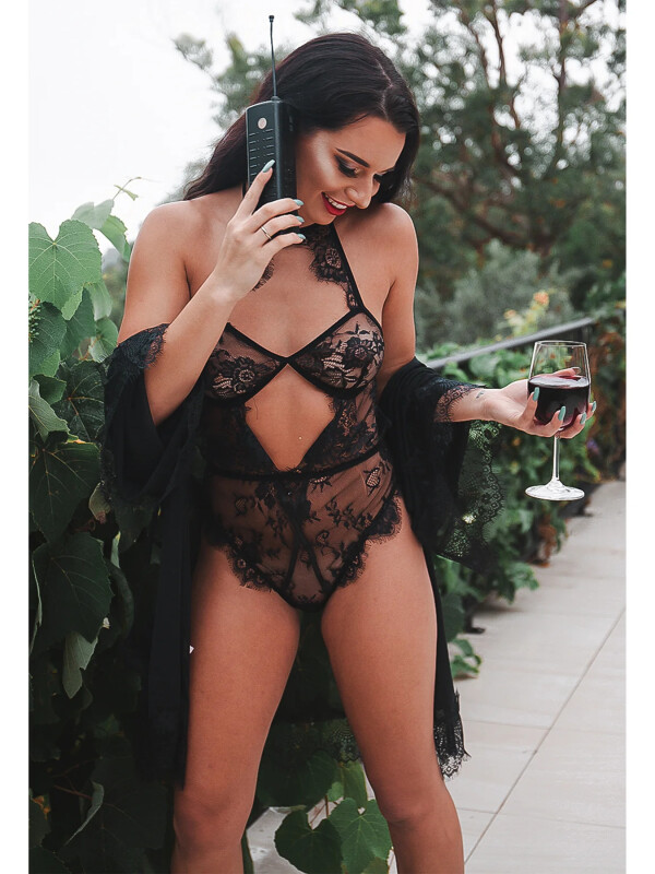 Боді еротичний мереживний Leg Avenue Teddy Body Lace Noir, розмір S - Изображение 6