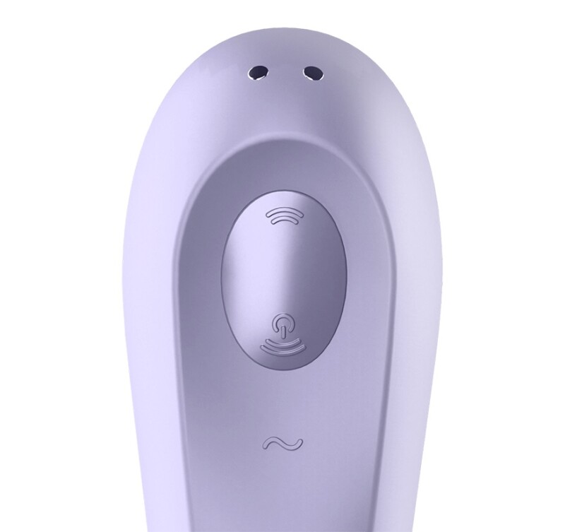 Подвійний вібратор Satisfyer Dual Pleasure з вакуумною стимуляцією та додактком, фіолетовий, 18 х 4.9 см - Изображение 4