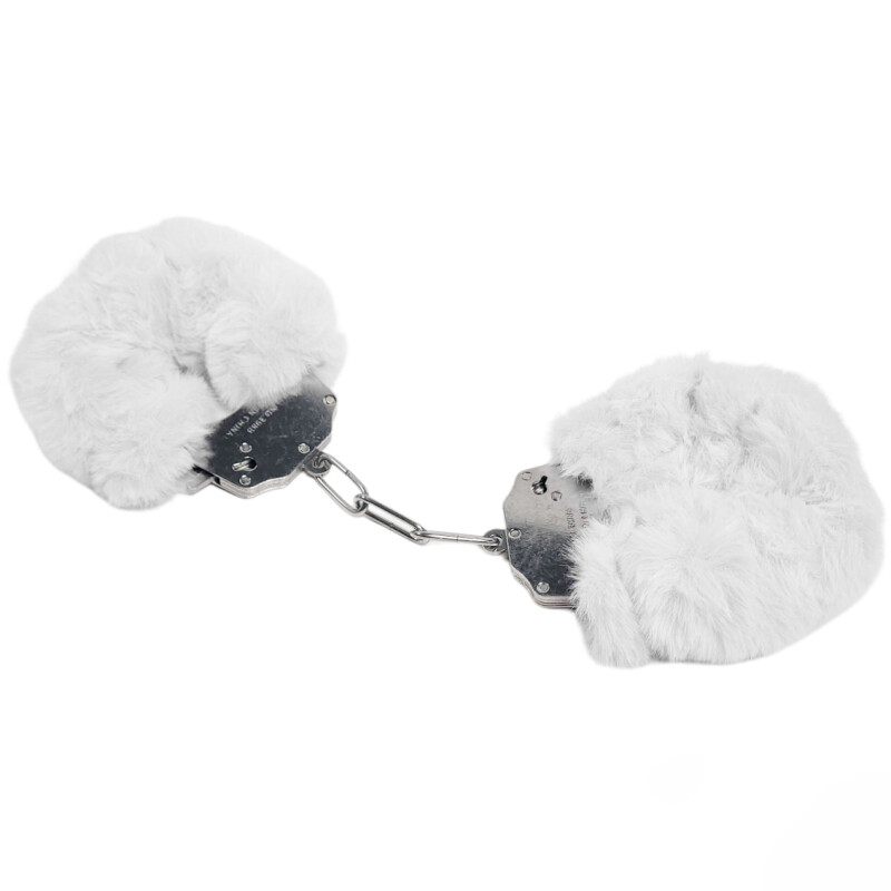 Наручники металеві IDEA SM Plush зі штучним хутром, білі - Изображение 1