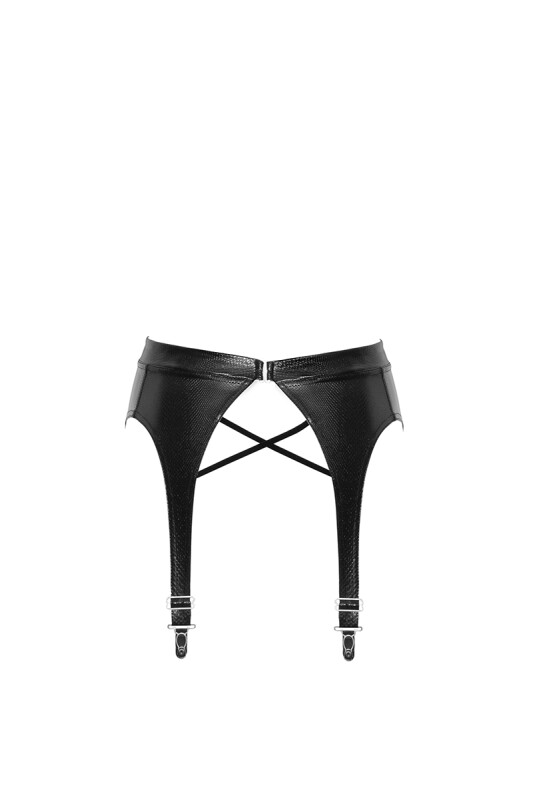 Пояс для панчіх сексуальний Noir Handmade S, з вінілу, чорний - Изображение 7
