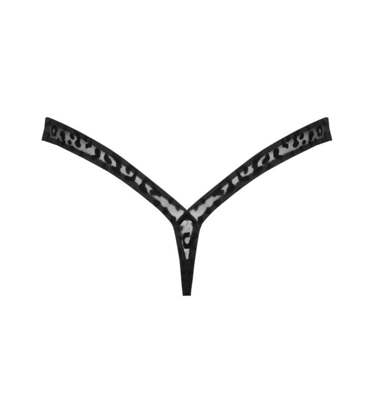 Стрінги сексуальні з леопардовим принтом M P011 Noir Handmade, чорні - Изображение 3