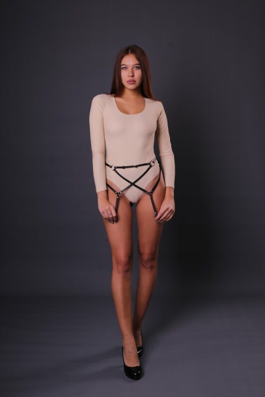 Пояс для панчох One Size S4, екошкіра, чорний - Изображение 3