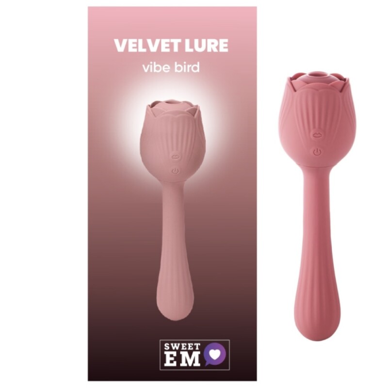 Вібратор подвійний Sweet Em Vibe Bird у вигляді тюльпана, з хвильовою стимуляцією, рожевий, 18.8 х 5.5 см