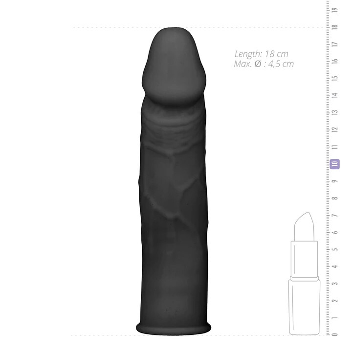 Насадка на пеніс Easytoys, силікон, чорна, 18 х 4.5 см - Зображення 2