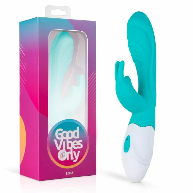 Вібратор-кролик Leda Good Vibes Only, силіконовий, блакитний, 20 х 3.3 см