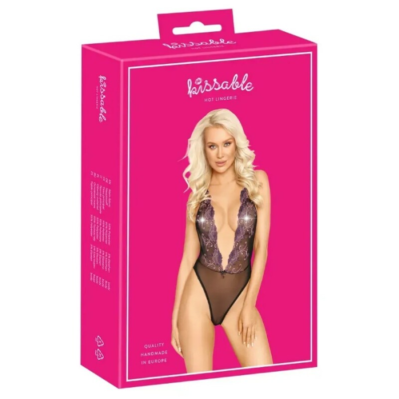Боді сексуальний Kissable Body Embroidery, S/M, чорний - Изображение 4