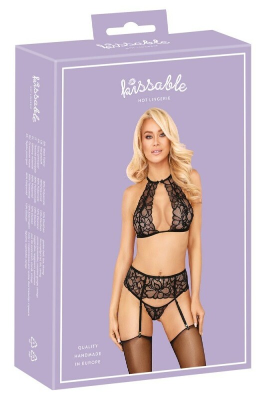 Комплект сексуальний Kissable Bra Set Lace, S/M, чорний - Зображення 4